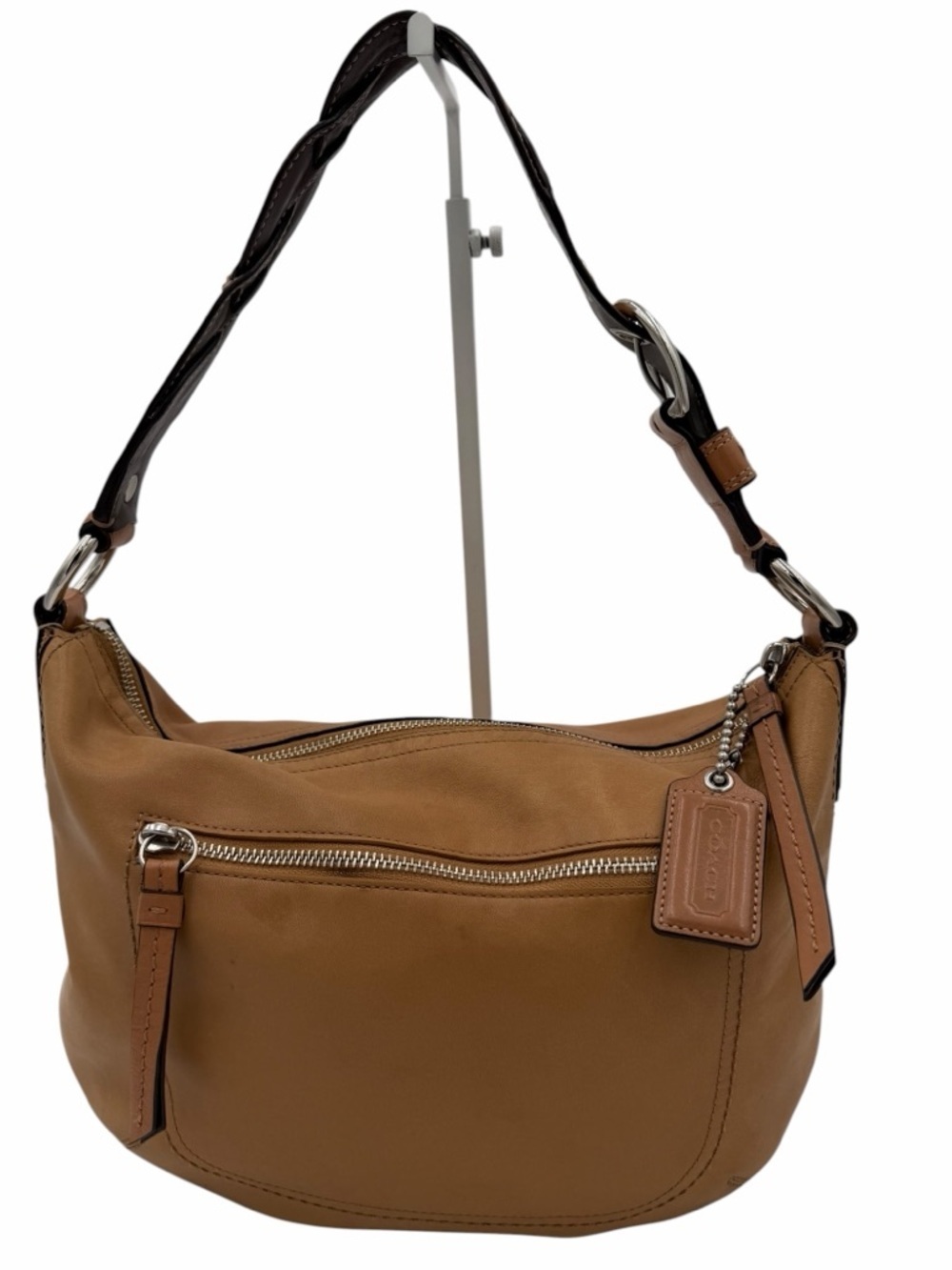 Coach Soho Leather Hobo Bag F13107 Brown Cognac Zip Top Shoulder Y2K